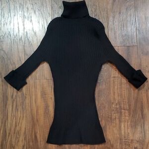 INC International Concepts Black Ribbed Sweater Silk Blend